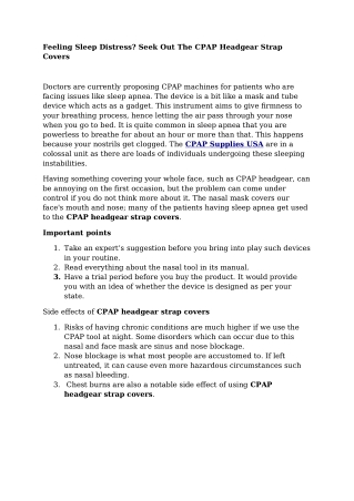 Feeling Sleep Distress? Seek Out The CPAP Headgear Strap Covers