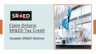 Claim Ontario SR&ED Tax Credit – Canadian SR&ED Solutions