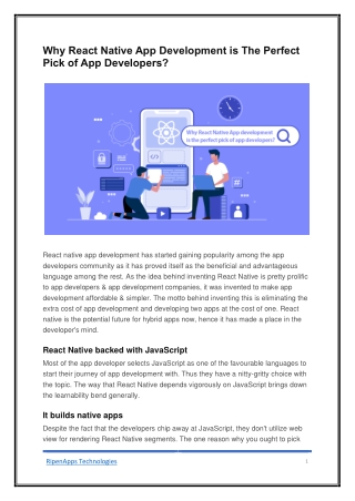 Why React Native App Development is The Perfect Pick of App Developers?
