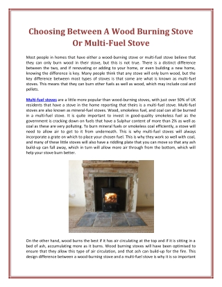Choosing Between A Wood Burning Stove Or Multi-Fuel Stove