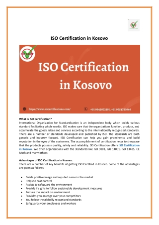 ISO Certification in Kosovo | ISO 9001 in Kosovo | ISO 14001 | CE Marking