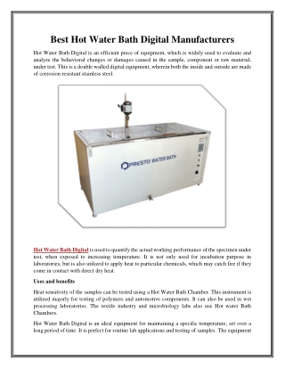 Best Hot Water Bath Digital Manufacturers