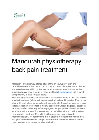 Mandurah physiotherapy back pain treatment