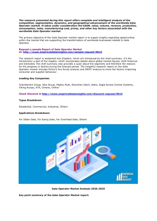 Gate Operator Market Analysis Application and Forecast to (2020-2025)