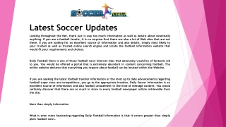 Soccer News Updates