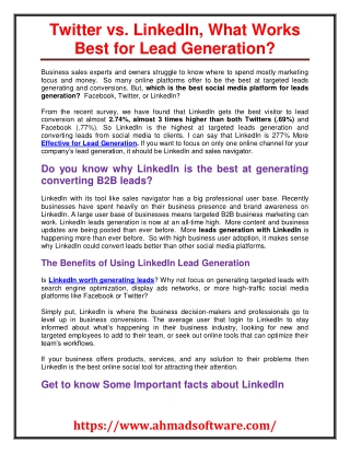 Twitter vs. LinkedIn, what works best for lead generation