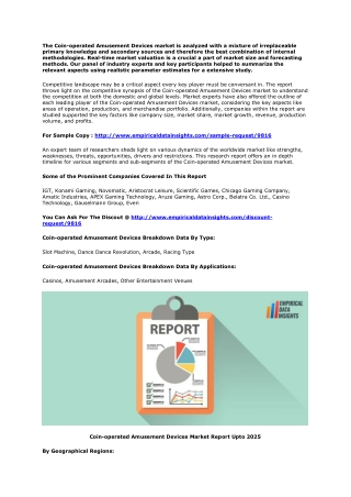 Coin-operated Amusement Devices Market: Sales, Consumption, Demand and Forecast (2020-2025)