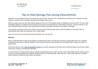 Tips to Help Manage Pain during Osteoarthritis