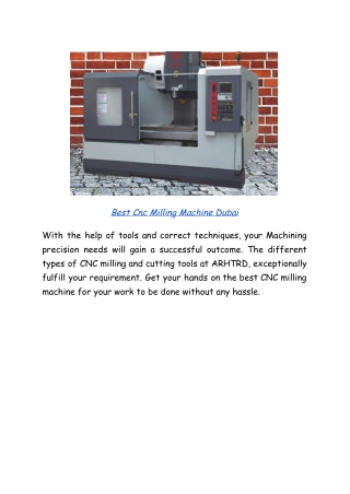 Best CNC Milling Machine Dubai