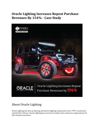 Oracle Lighting Increases Repeat Purchase Revenues by 154% - Case Study