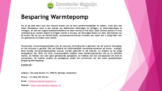 Besparing Warmtepomp