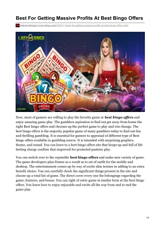 Best For Getting Massive Profits At Best Bingo Offers