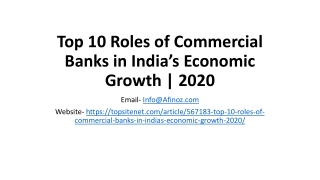 Top 10 Roles of Commercial Banks in India’s Economic Growth | 2020