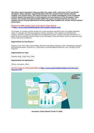 Aerospace Tubes Market Key Trends and Opportunities | 2020-2025