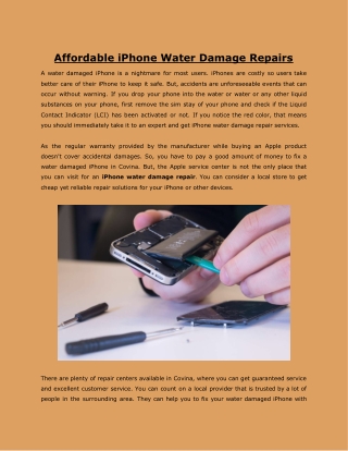 Affordable iPhone Water Damage Repairs
