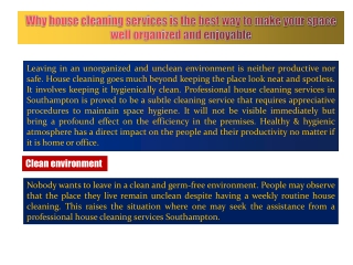 Why house cleaning services is the best way to make your space well organized and enjoyable