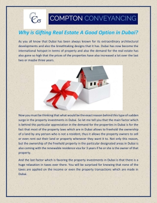 Why is Property Gifting Dubai A Good Option in UAE