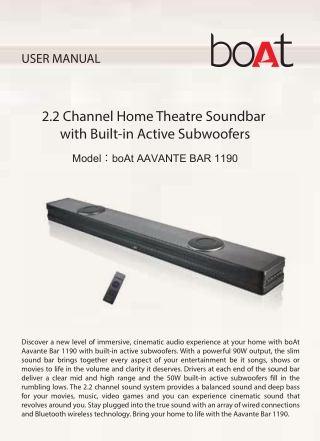 2.2 Channel Home Theatre Soundbar with Built-in Active Subwoofers