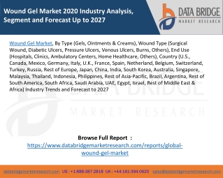 Wound Gel Market 2020 Industry Analysis, Segment and Forecast Up to 2027