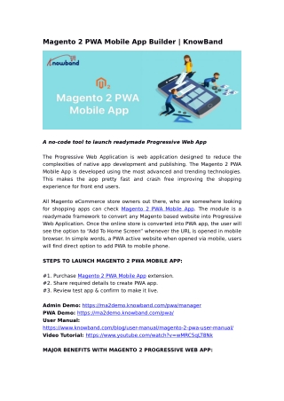 Magento 2 PWA Mobile App Builder | KnowBand