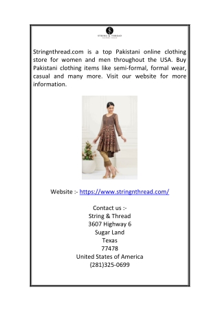 Pakistani Designer Clothes | Stringnthread.com