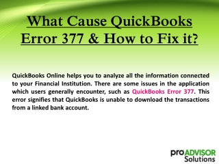 What Cause QuickBooks Error 377 & How to Fix it