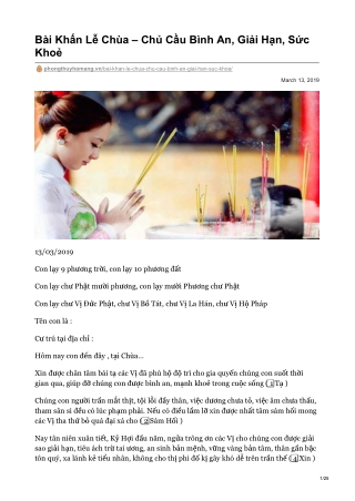 Bài Khấn Lễ Chùa – Chủ Cầu Bình An, Giải Hạn, Sức Khoẻ