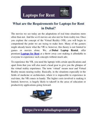 What are the Requirements for Laptops for Rent in Dubai?