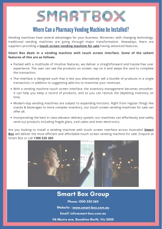 Features of Smart Box’s Vending Machine with Touch Screen Interface