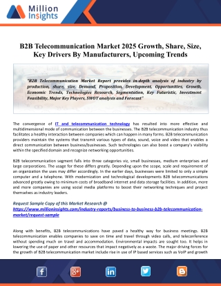 B2B Telecommunication Market 2025 Size, Share, Classification, Application and Industry Chain Overview
