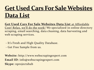 Get Used Cars For Sale Websites Data List