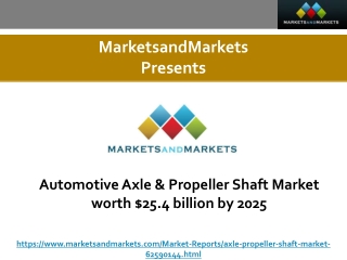 Automotive Axle & Propeller Shaft Market worth $25.4 billion by 2025