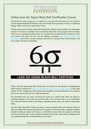 Online Lean Six Sigma Black Belt Certification Course