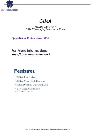 CIMAPRA19-E02-1 Features of Certifications Exams Dumps 2020