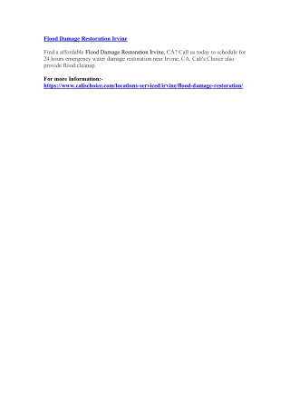 Flood Damage Restoration Irvine
