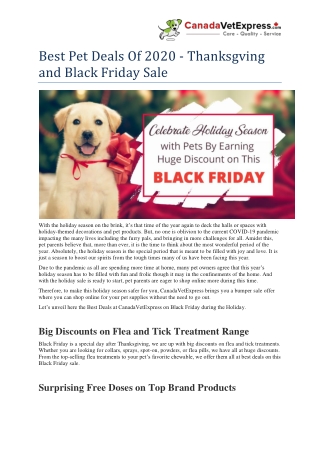 Best Pet Deals Of 2020 - Thanksgving and Black Friday Sale - CanadaVetExpress