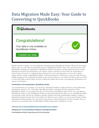 Data Migration Made Easy-Your Guide to Converting to QuickBooks