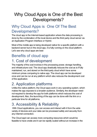Why Cloud Apps is One of the Best Developments?