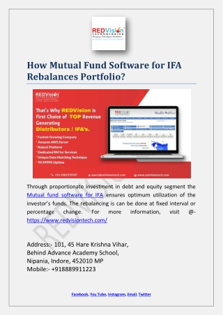 How Mutual Fund Software for IFA Rebalances Portfolio?