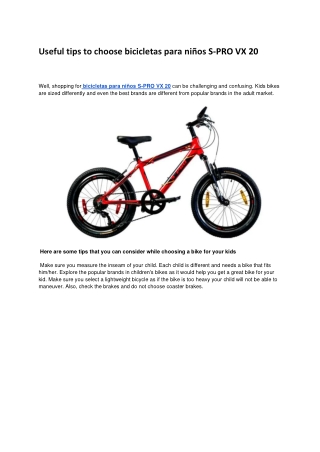 Useful tips to choose bicicletas para niños S-PRO VX 20