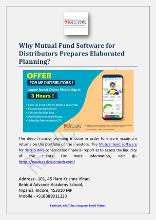 Why Mutual Fund Software for Distributors Prepares Elaborated Planning?