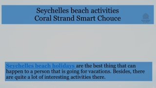Seychelles beach activities by Coral Strand