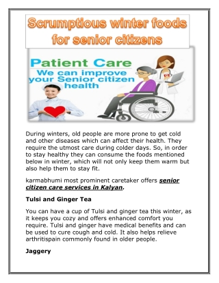 Scrumptious winter foods for senior citizens