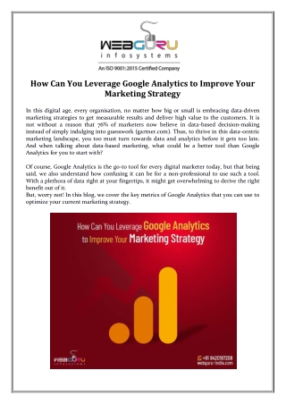 How Can You Leverage Google Analytics to Improve Your Marketing Strategy