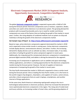 Electronic Components Market 2020-26 Segment Analysis, Opportunity Assessment, Competitive Intelligence