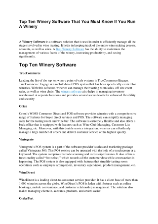 Top Ten Winery Software That You Must Know If You Run a Winery