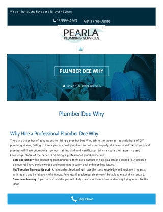 Plumber dee why