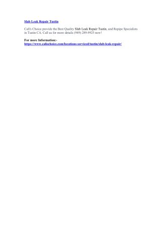Slab Leak Repair Tustin