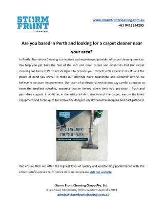 Are you based in Perth and looking for a carpet cleaner near your area?