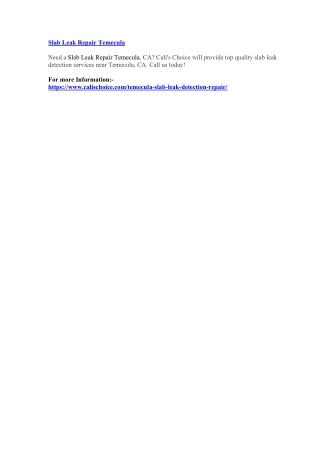 Slab Leak Repair Temecula